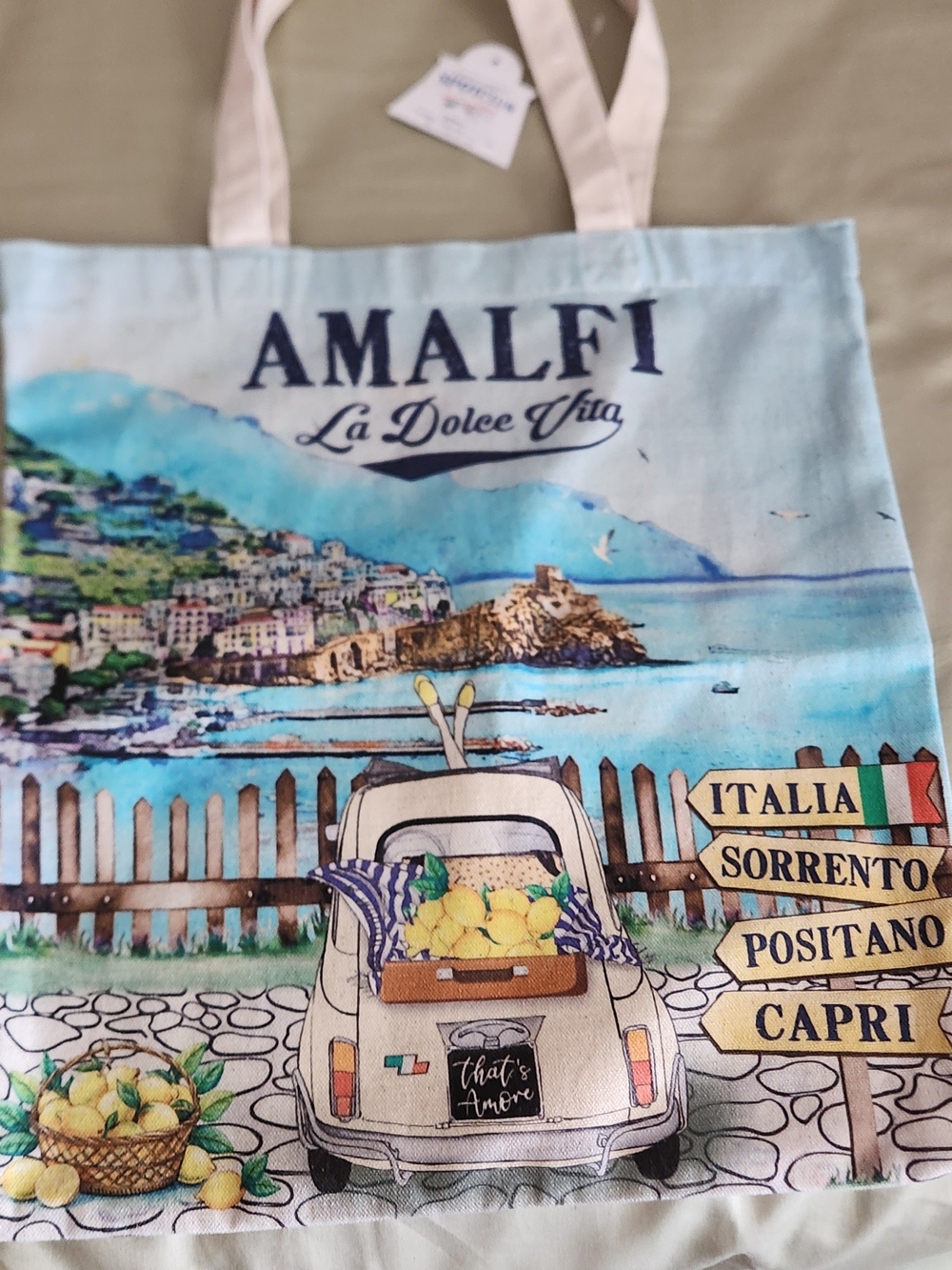 Amalfi La Dolce Vita Blue Scenic Tote Cloth Bag